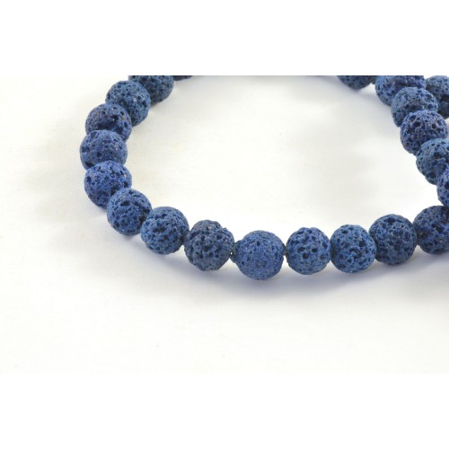 Lava rock 6mm bead marine blue